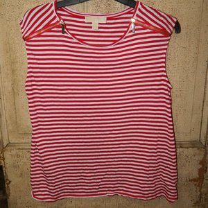 Michael Kors Red and White Sleeveless Top L  (DD-41)